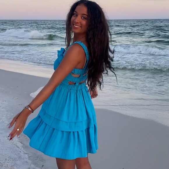Blue Sundress Open Back DO+BE - Picture 1 of 3